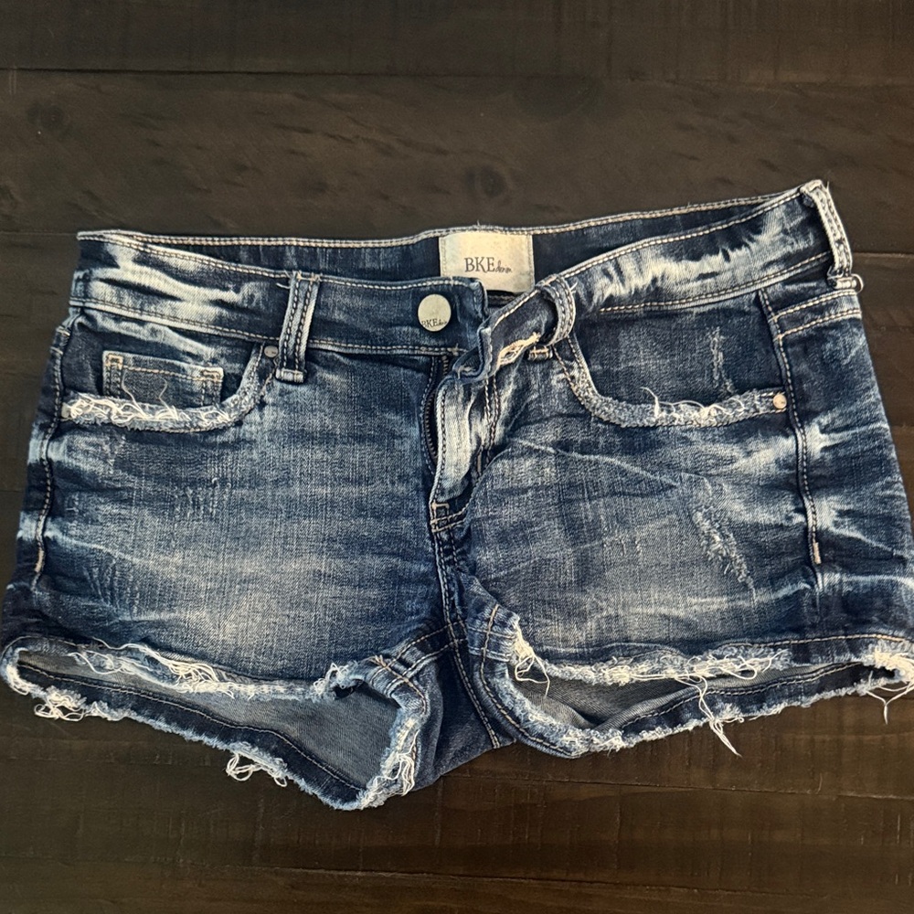 BKE Women's Faded Jean Shorts - Dark Blue